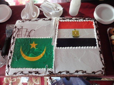قالب حلوى بلون العلمين الموريتاني والمصري 