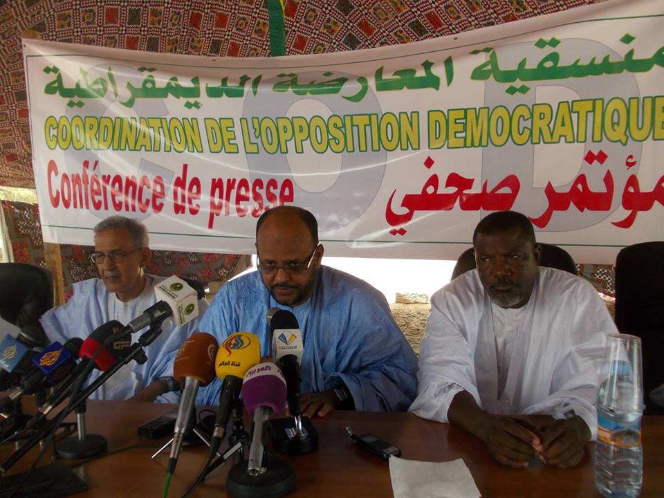 قادة منسقية المعارضة في مؤتمرها الصحفي اليوم