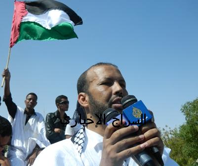 الامين العام للرباط الوطني لنصرة الشعب الفلسطيني محمد غلام ولد الحاج الشيخ (تصوير السراج)