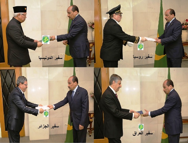 صورة مركبة من تسلم اعتمادات سفراء الجزائر، العراق، اندونيسيا، روسيا (وم أ + السراج)