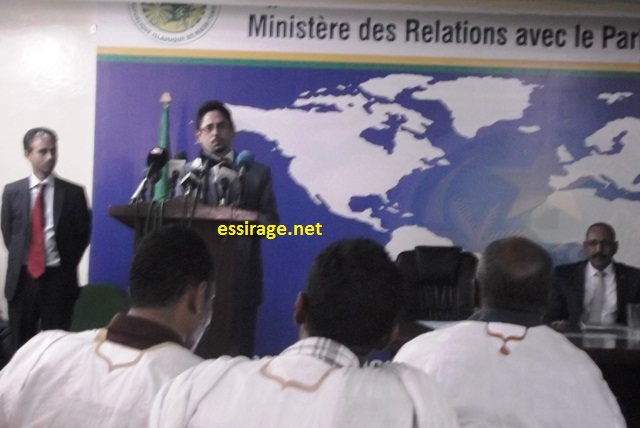 جانب من المؤتمر الصحفي الأسبوعي لشرح نتائج الاجتماع الحكومي بموريتانيا (السراج)