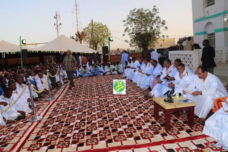 جانب من لقاء الرئيس الموريتاني بأطرووجهاءولاية غورغل جنوبشرقي موريتانيا (وم أ)