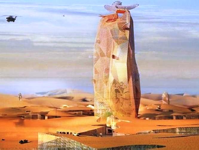 صورة من الشكل الخارجي المعتزم تشييده في الصحراء الغربية (السراج)