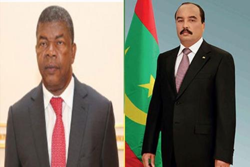 الرئيسان الموريتاني محمد ولد عبد العزيز والأنغولي جواو لورينسو.