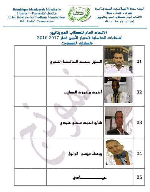 نموذج لشكلية التصويت
