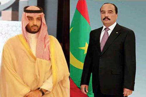 الرئيس الموريتاني محمد ولد عبد العزيز وولي العهد السعودي محمد بن سلمان.