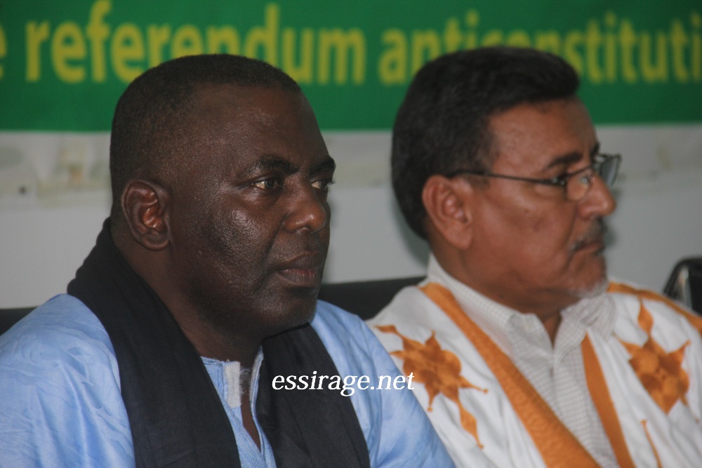 بيرام ولد اعبيد خلال المؤتمر الصحفي 