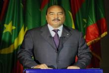 الرئيس الموريتاني محمد ولد عبد العزيز خلال إلقاء خطابه بمناسبة عيد الفطر