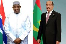 الرئيس الموريتاني محمد ولد عبد العزيز ونظيره الغامبي آدما بارو.