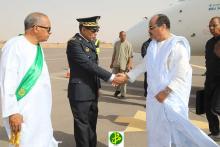 الرئيس الموريتاني خلال وصوله مدينة زويرات 