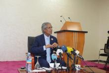 وزير الخارجية الصحراوي خلال المؤتمر الصحفي اليوم 