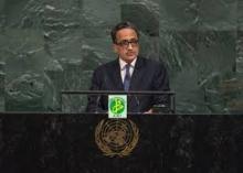 ولد إزيد بيه خلال إلقائه الكلمة بحضور الرئيس الموريتاني في نيويورك